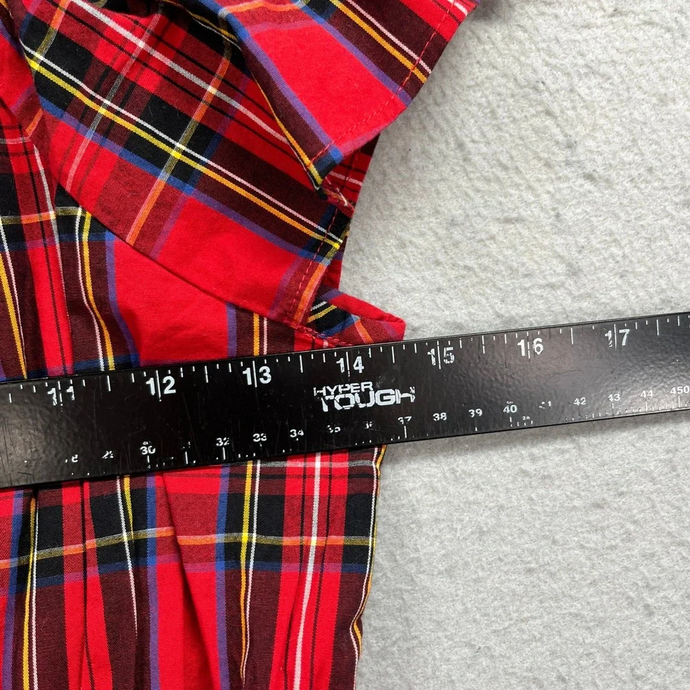 Crewcuts Plaid Dress Girl 12 Red Tartan Ruched Velvet Bow Holiday Festive Preppy